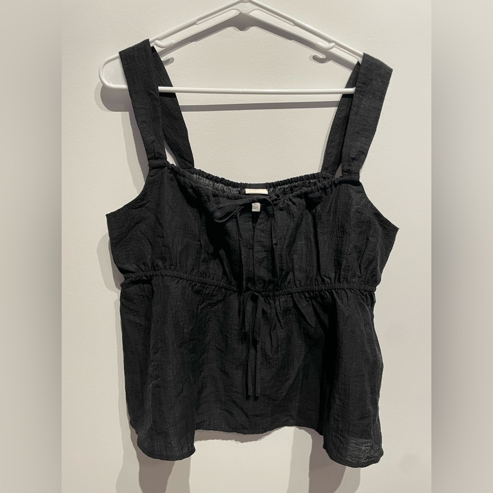 A New Day Women's Textured Tie-Front Tank Top Black Size Large NWT